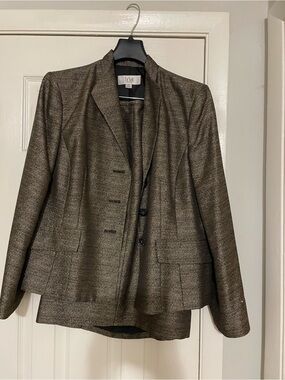 Le Suit Women's Metallic Taupe/Bronze Blazer Jacket